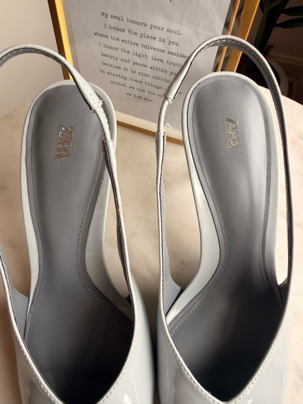 Zara Slingback Pointed Toe Stiletto Heels in Light Blue 7.5 - Picture 4 of 12